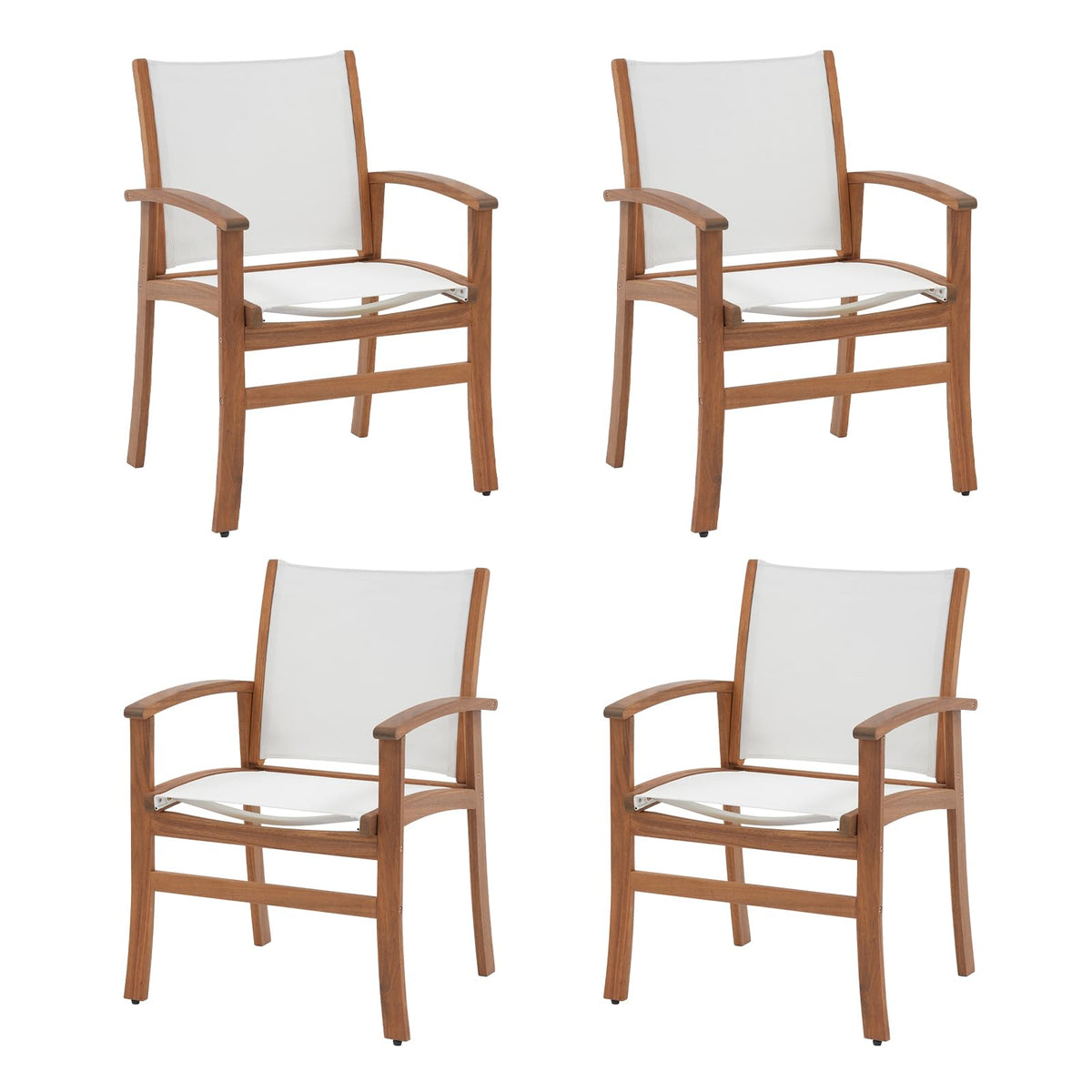 Acacia Wood Patio Dining Chairs Set (Black, 2 Pieces)