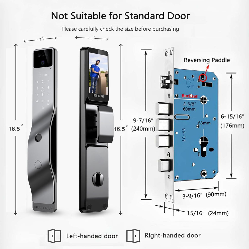 3D Face Recognition Smart Door Lock with 1080p Camera – Keyless Entry Deadbolt with Palm Vein, Fingerprint, Video Intercom, Alexa compatible & Tuya App Control, Auto-Lock for Front Door Home Security