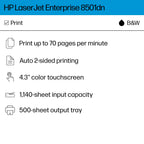 HP LaserJet Enterprise 8501dn | Monochrome | Laser Printer | Duplex