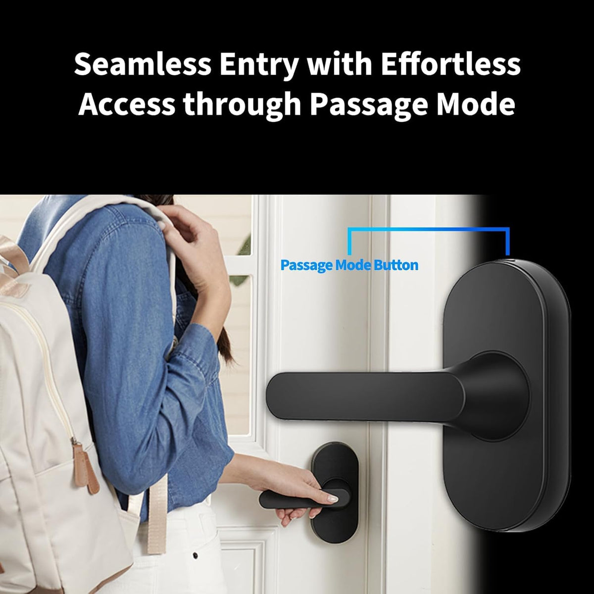 Aqara Smart Lock with Handle U300, Apple Home Key, Smart Lever Lock, Black