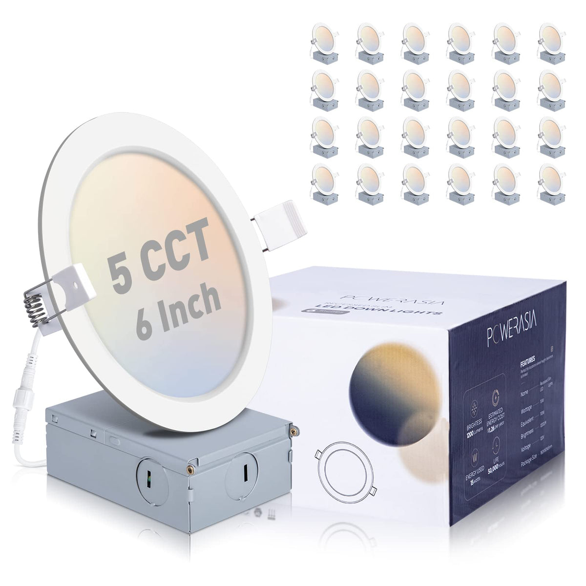 12 Pack 6 Inch Smart Recessed Lighting, LED Recessed Lighting