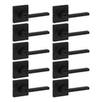 Kwikset Casey Entry Door Handle with Lock and Key, Secure Keyed Reversible Lever Exterior, for Front Entrance and Bedrooms, Matte Black, 4 Pack, Pick Resistant SmartKey Rekey Security and Microban