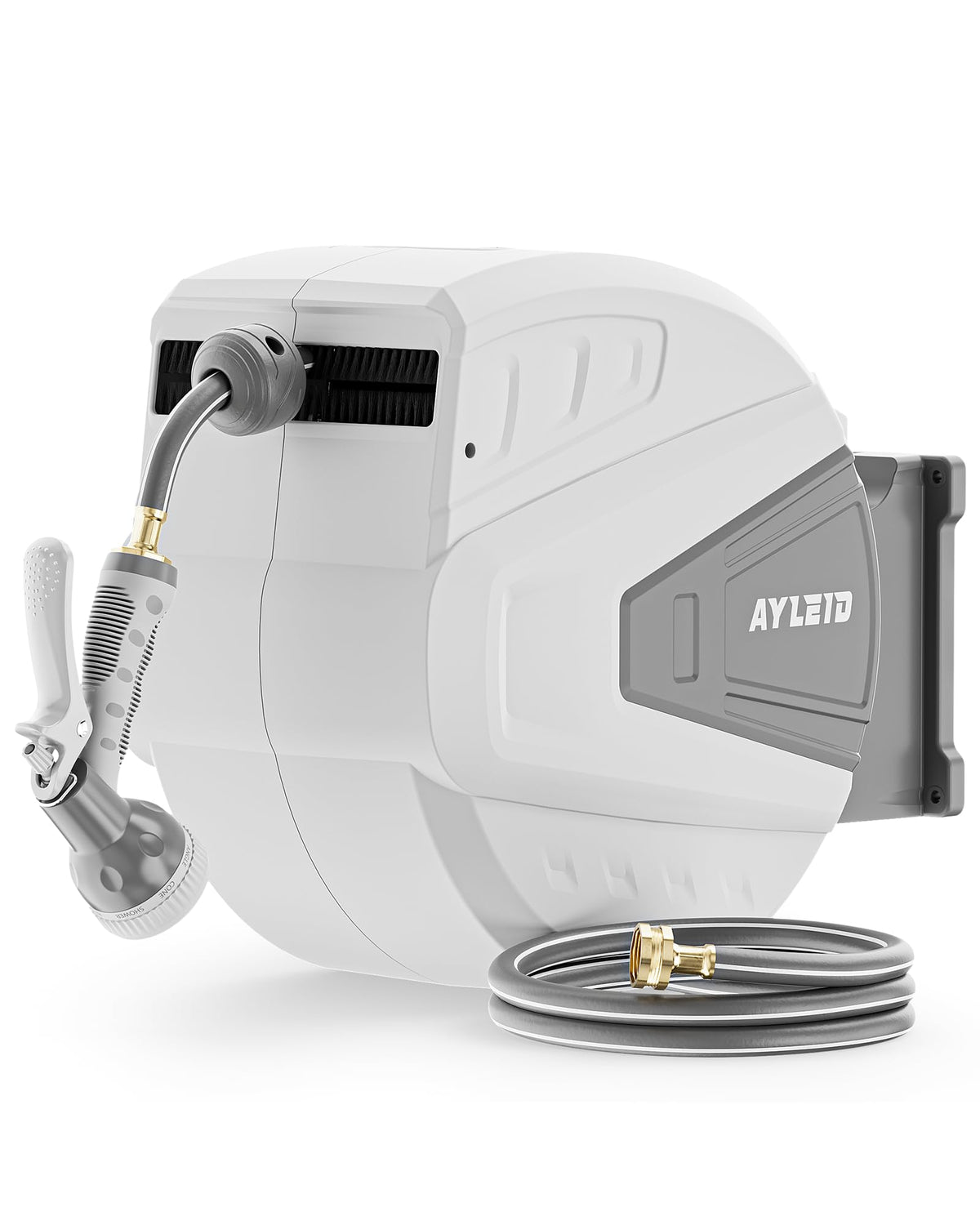 Retractable Rubber Hybrid Garden Hose Reel, 1/2"x130ft Wall Mount