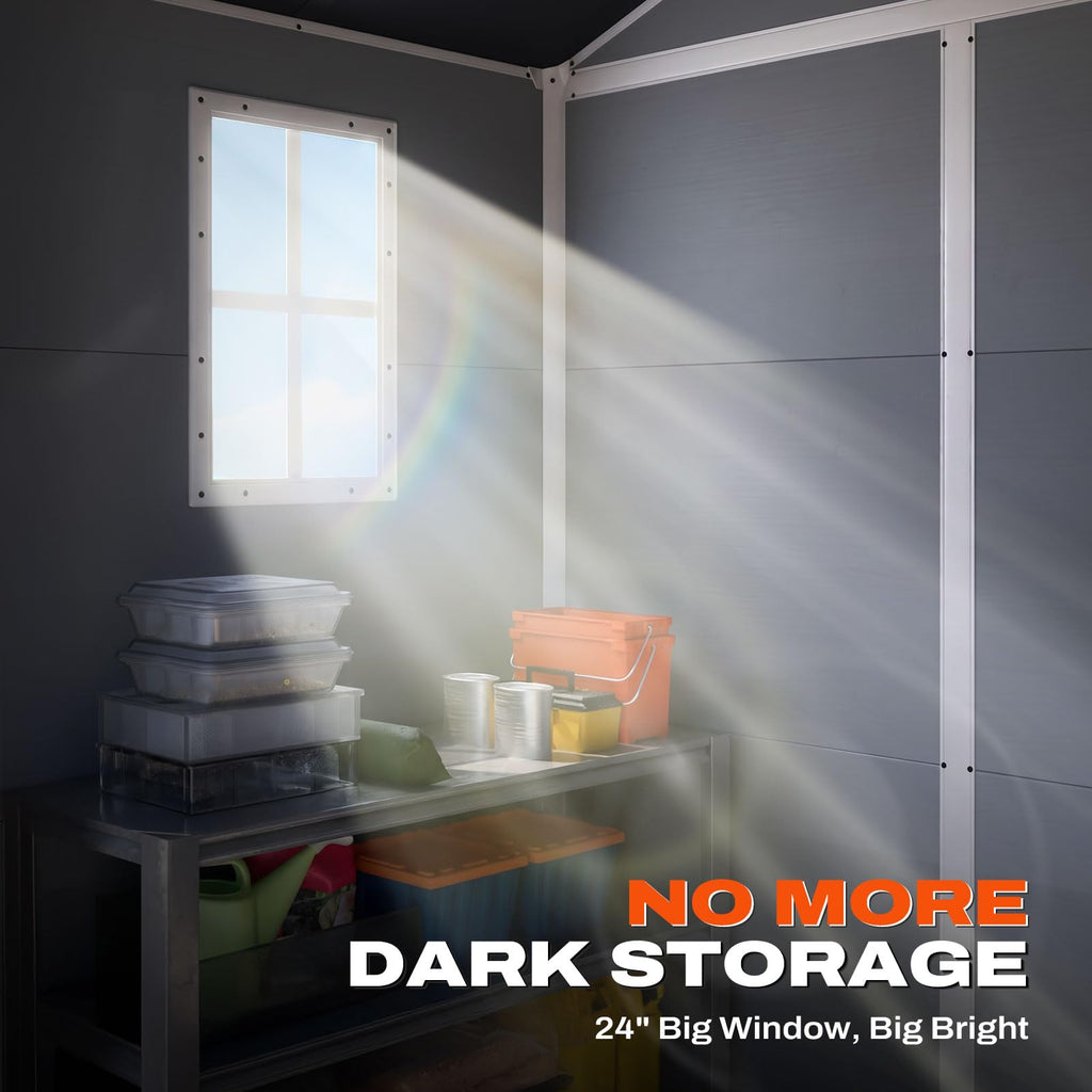 Quictent 6x4FT Resin Storage Shed with Floor, Plastic Shed(Base 5.6X3.7FT)