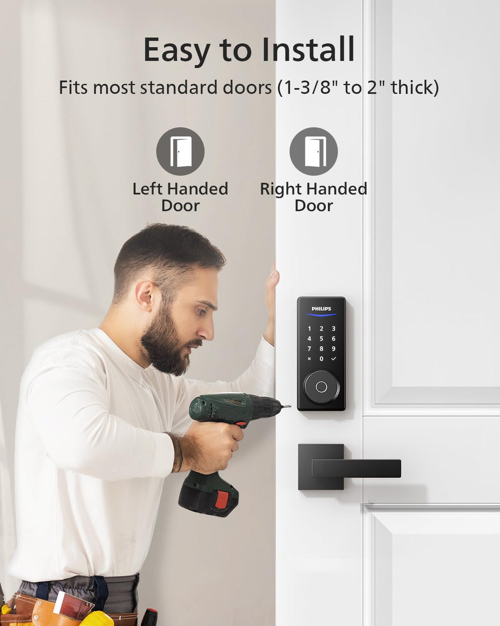 Philips Smart Lock with Door Lever, APP Control, Fingerprint Unlock