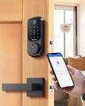 DESLOC B200 Fingerprint Smart Lock with 2 Lever Handles Set,Front door lock