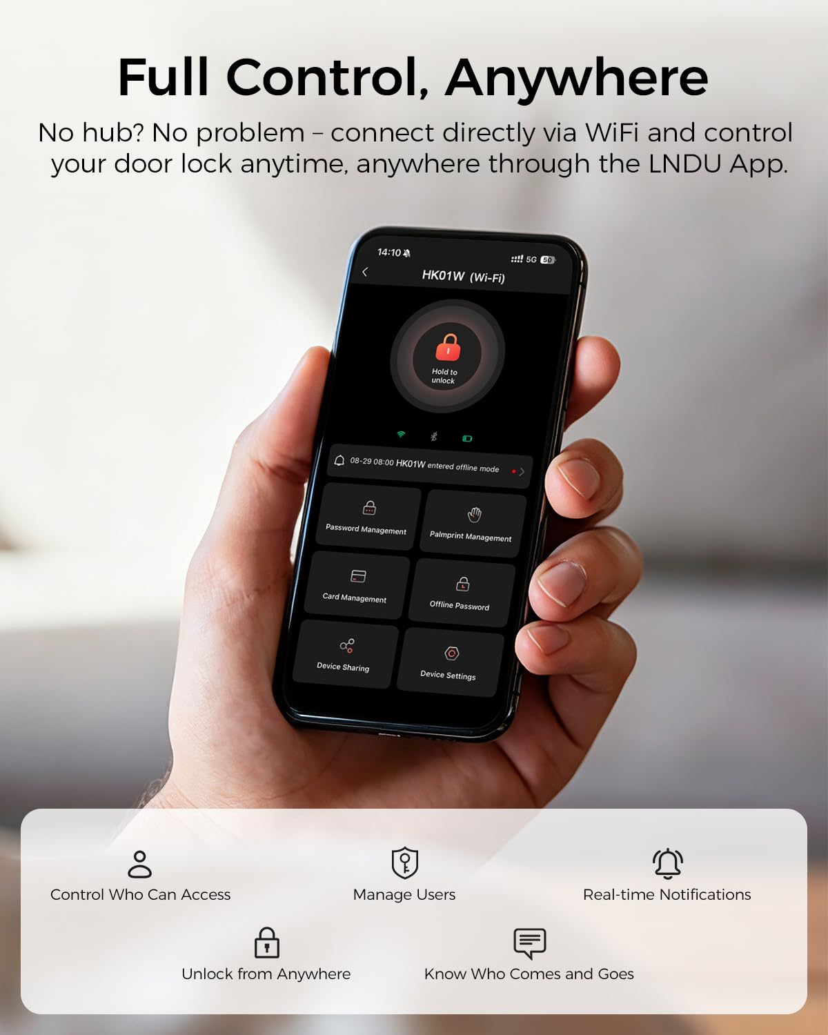 WiFi Smart Lock HomeKey Keyless Entry Door Lock Fingerprint Deadbolt