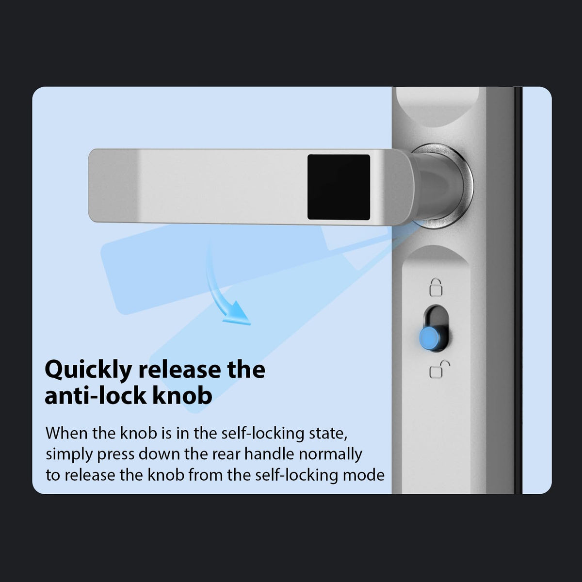 Fingerprint Smart Lock, Keyless Entry Door Lock with Handle, TY APP Fingerprint Password Card Mechanical Key 5 Unlocking Methods Aluminum Alloy Door for 40-120mm Thickness (Silver)