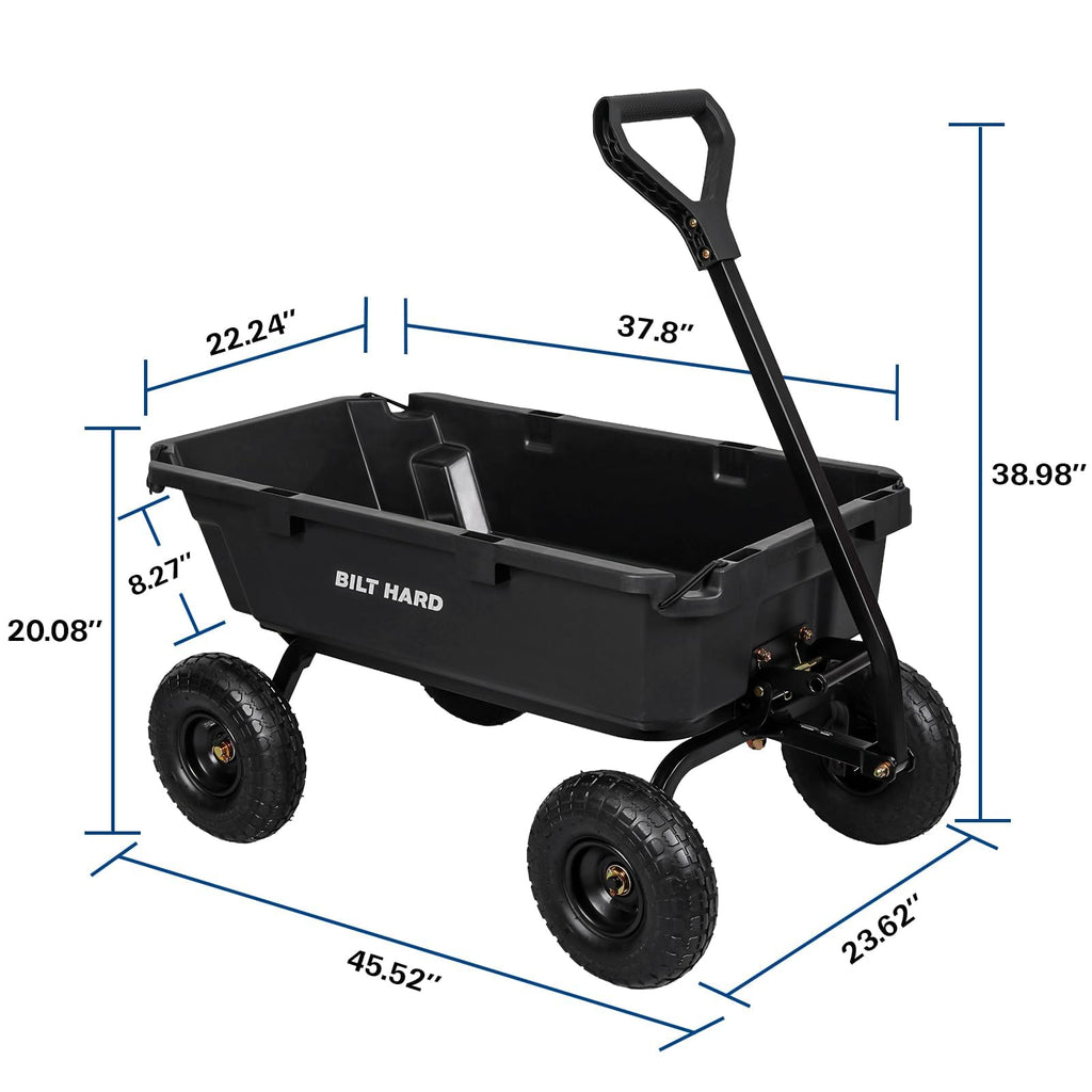 BILT HARD 900 lb 5 Cu. Ft. Poly Dump Cart with 10 in All-Terrain Tires