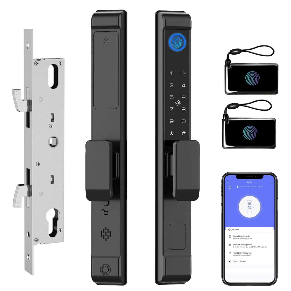 Fingerprint Slim Keypad Glass Door Lock 2885 Hook Latch Built-in WiFi Tuya