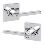 Kwikset Casey Entry Door Handle with Lock and Key, Secure Keyed Reversible Lever Exterior, for Front Entrance and Bedrooms, Matte Black, 4 Pack, Pick Resistant SmartKey Rekey Security and Microban