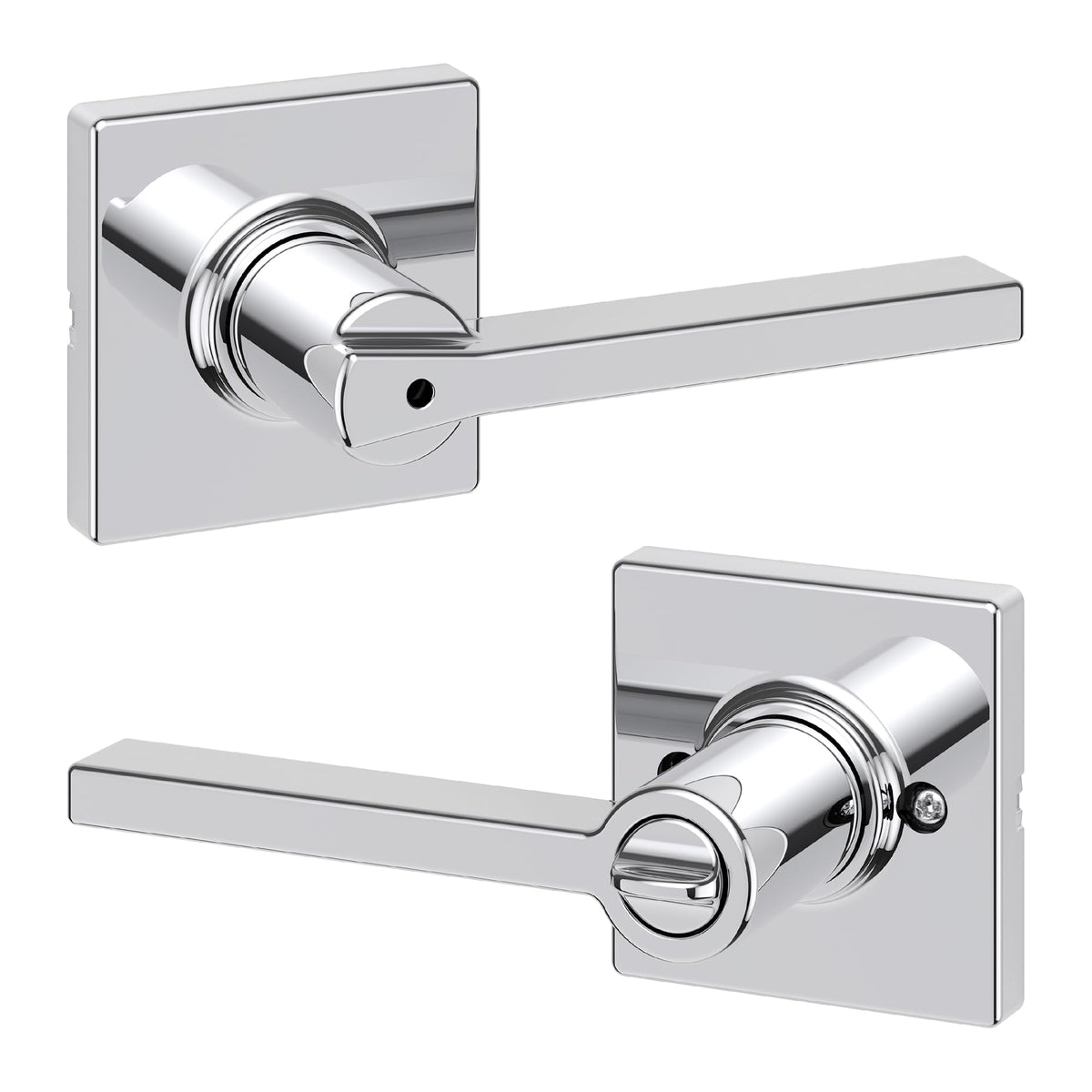 Kwikset Casey Entry Door Handle with Lock and Key, Secure Keyed Reversible Lever Exterior, for Front Entrance and Bedrooms, Matte Black, 4 Pack, Pick Resistant SmartKey Rekey Security and Microban