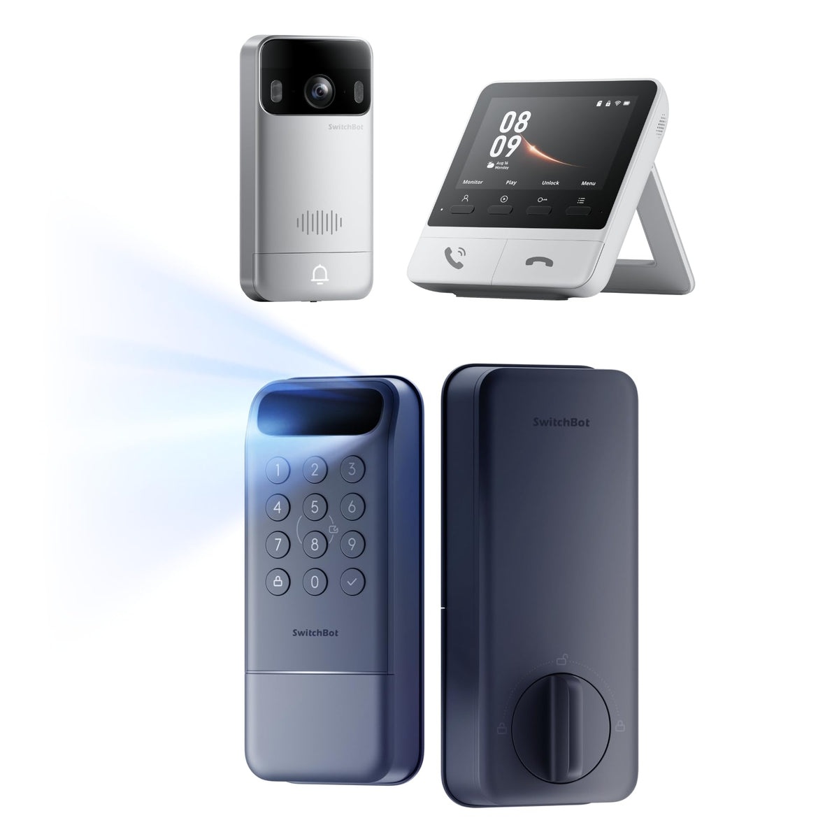 SwitchBot Lock Vision Pro Smart Lock, 3D Face Recognition + Palm Vein + Fingerprint, Keyless Entry Deadbolt for Front Door, 12-Month Battery, WiFi No Hub, Auto-Lock, Matter, Apple Home, Alexa, Google
