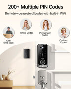 Smart Front Door Lock Sets: 2K HD Camera Lock with Doorbell Kits, Hornbill Fingerprint Keyless Entry Door Lock with Handles, WiFi Deadbolt (only 2.4G) for Remote Control, Auto Lock,Satin Nickel