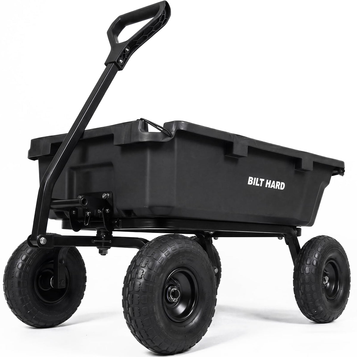 BILT HARD 7 Cu Ft Poly Garden Dump Cart 1200 lbs with No Flat Tires, Quick Release, 2-in-1 Convertible Handle, Dump Wagon Heavy Duty for Yard, Outdoor