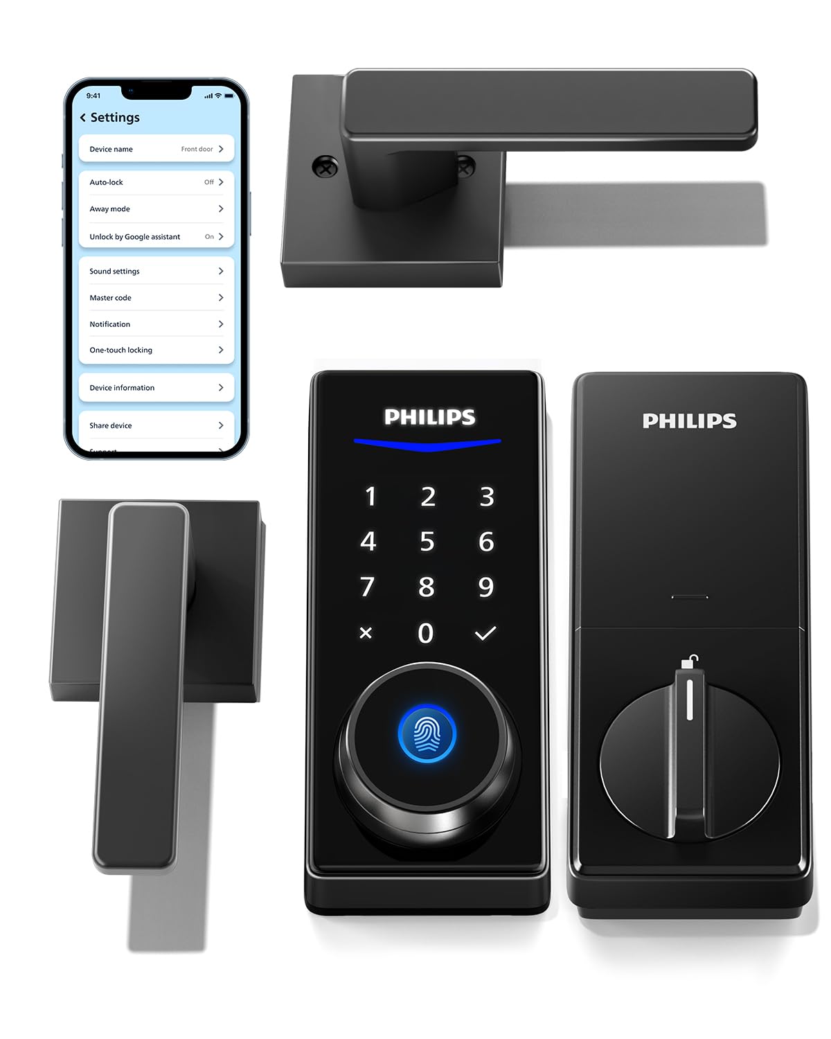 Philips Smart Deadbolt Lock with 2 Lever Handle, Keypad Front Door Lock Set