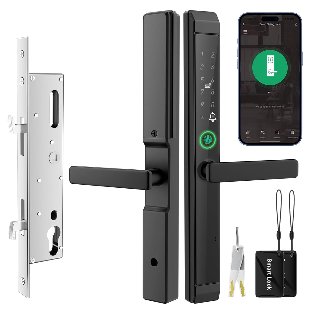 Sliding Door Smart Lock, Sliding Glass Door Lock with Fingerprint