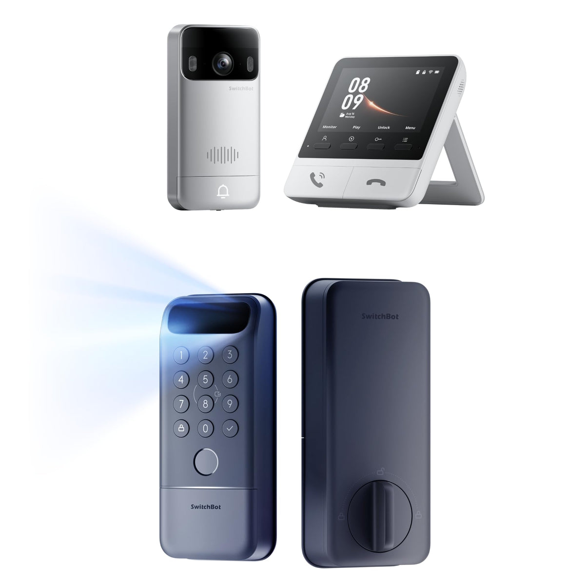 SwitchBot Lock Vision Pro Smart Lock, 3D Face Recognition + Palm Vein + Fingerprint, Keyless Entry Deadbolt for Front Door, 12-Month Battery, WiFi No Hub, Auto-Lock, Matter, Apple Home, Alexa, Google