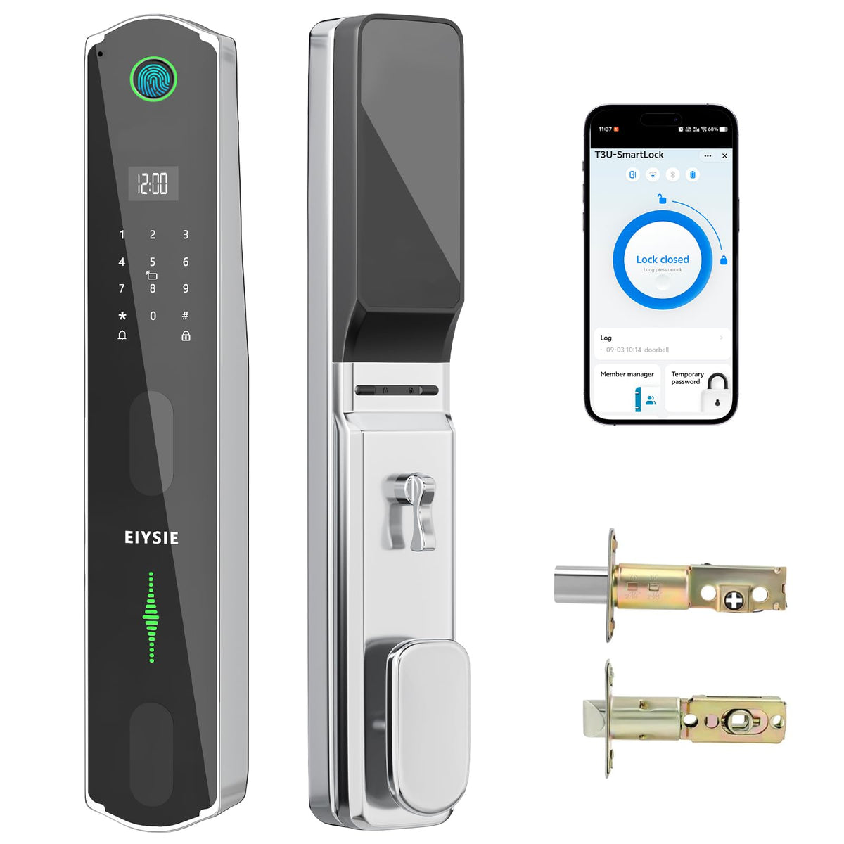 EIYSIE WiFi Smart Lock for Front Door, 6-in-1 Keyless Deadbolt, No Camera