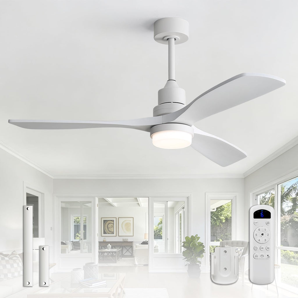 Sofucor 48 Inch Smart Wood Ceiling Fans with Lights, Flush/Downrod Mount
