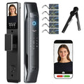 3D Face Recognition Smart Lock with Camera, Palm Vein Door Lock, Keyless Entry Fingerprint Smart Mortise Lock for Front Door, 4" HD Screen,Auto-Lock,Compatible with Tuya App, Front Door Security