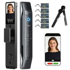 3D Face Recognition Smart Lock with Camera, Palm Vein Door Lock, Keyless Entry Fingerprint Smart Mortise Lock for Front Door, 4" HD Screen,Auto-Lock,Compatible with Tuya App, Front Door Security