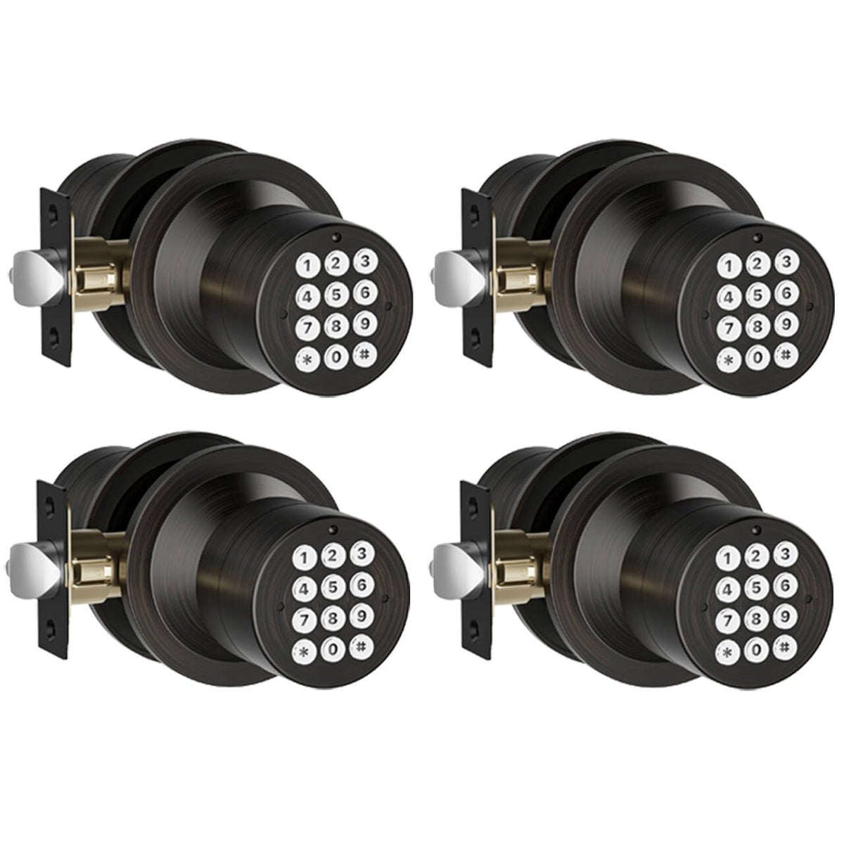 Keyless Entry Lock with Code Door Knob with Keypad Oil Rubbed Bronze 4Pack