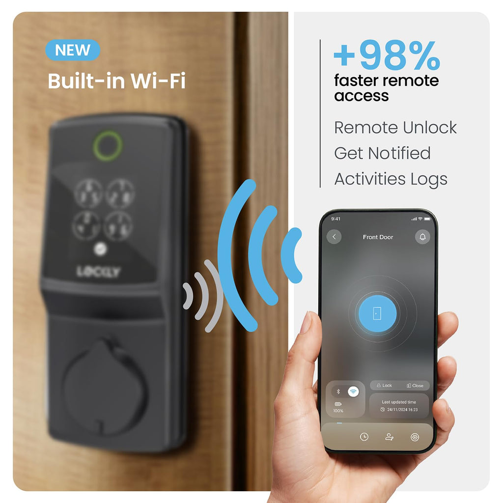 Lockly Secure Pro Wi-Fi Deadbolt Smart Lock Latest Version with Fingerprint