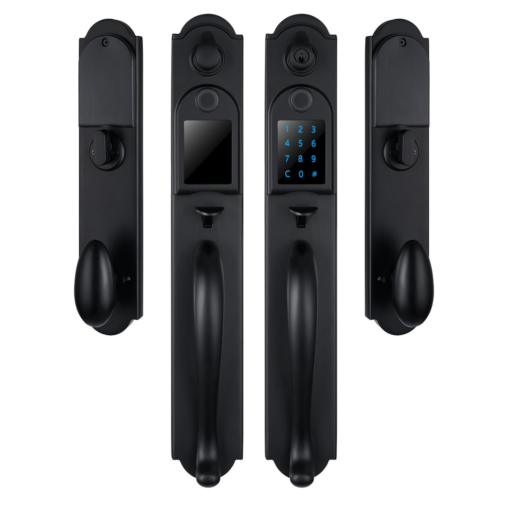 Fingerprint Double Door Handle Set with Keypad Deadbolt, Right Hand