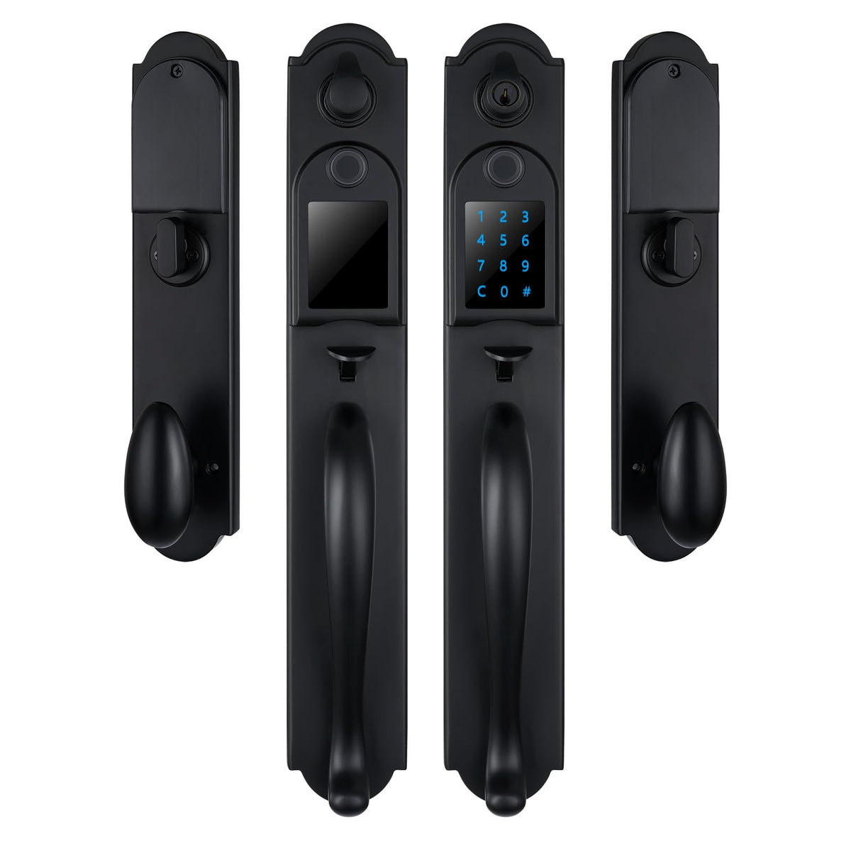 Fingerprint Double Door Handle Set with Keypad Deadbolt, Right Hand