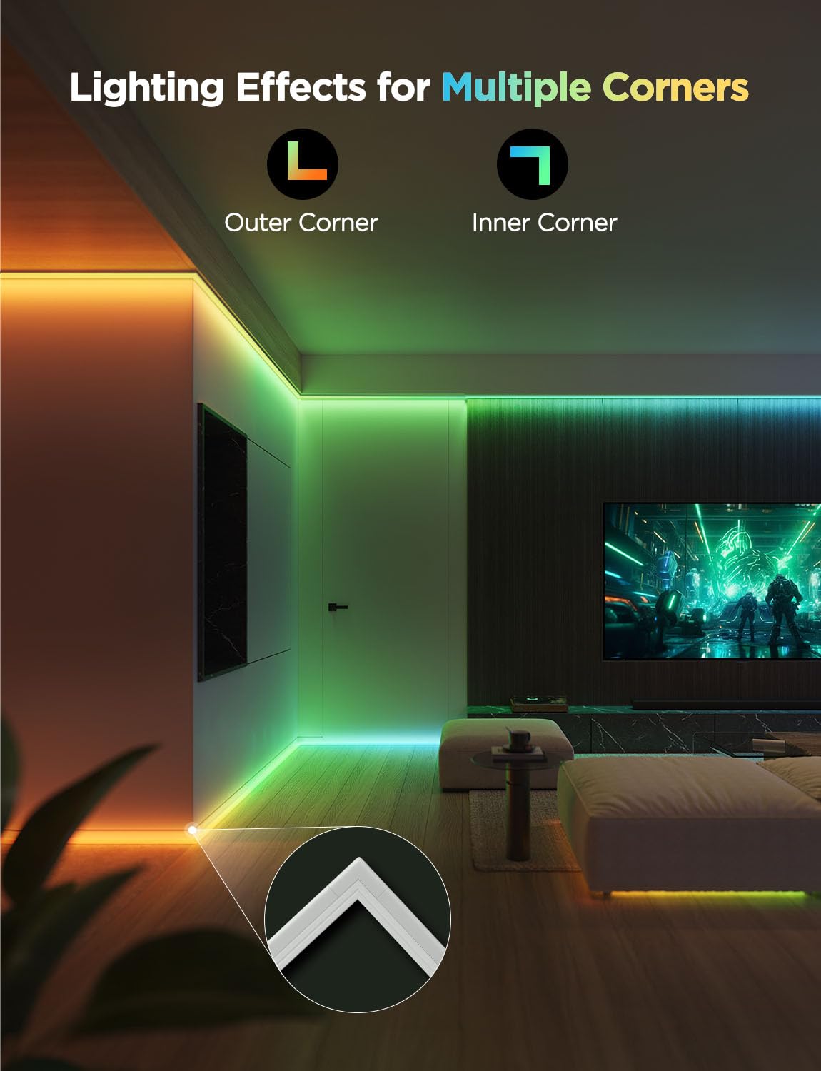 Govee RGBIC LED Strip Lights 32.8ft with Covers,Smart Control, APP, WiFi