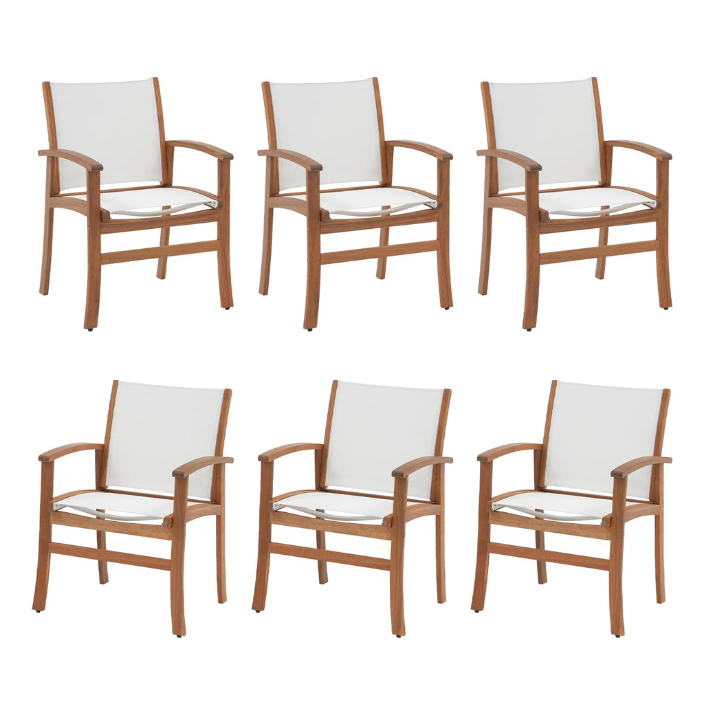 Acacia Wood Patio Dining Chairs Set (Black, 2 Pieces)