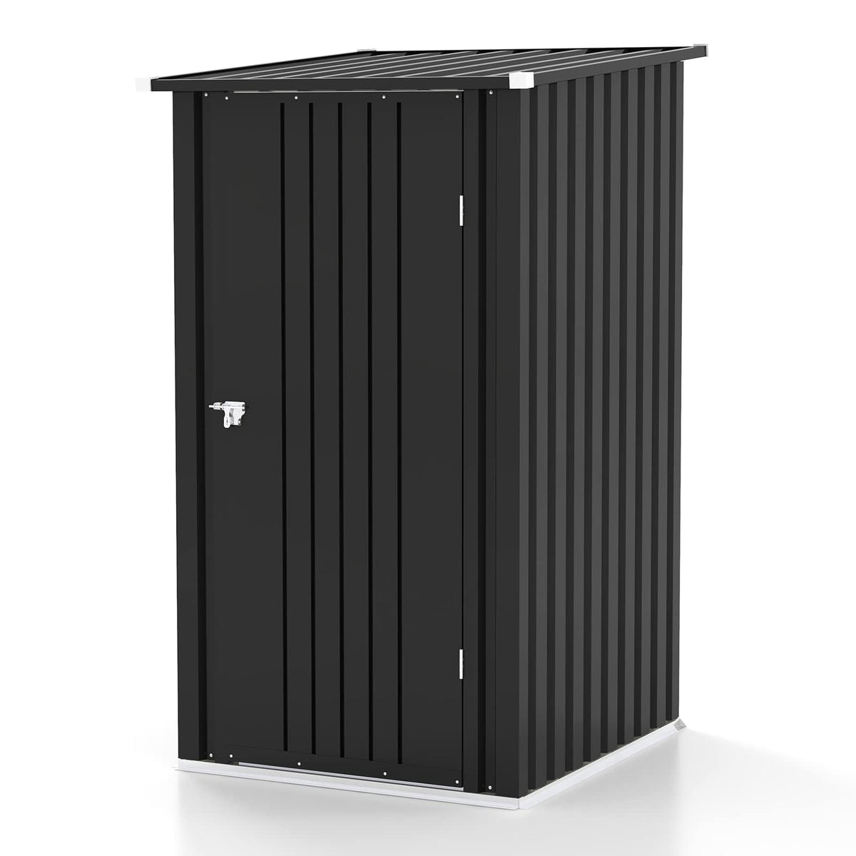 Patiolife 5x3 FT Outdoor Storage Shed, Small Tool Metal Shed with Lockable Door & Sloping Roof, Garden Shed for Backyard Patio Lawn, Brown
