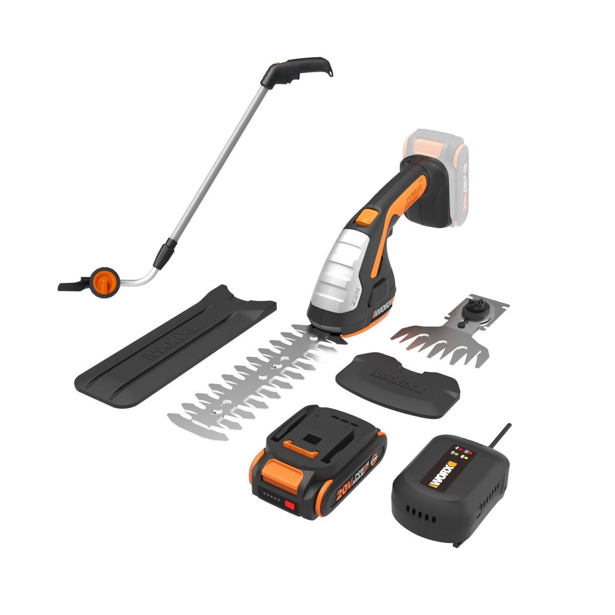 WORX Cordless Grass Shear & Shrub Trimmer, 20V with Extension Pole, WG801.4