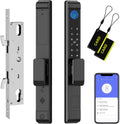 Slim Sliding Glass Door Lock 2885 Latch eLinkSmart Waterproof Keyless Mortise Smart Lock with Hook for Door Thickness 22~110mm, Aluminum Keypad Fingerprint for Patio Door Tuya App