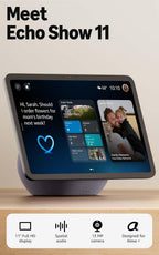 Amazon Echo Show 11 (newest model) Full-HD 11" Display with Alexa+ & Blink Mini 2K+ Indoor Security Camera Bundle - Glacier White