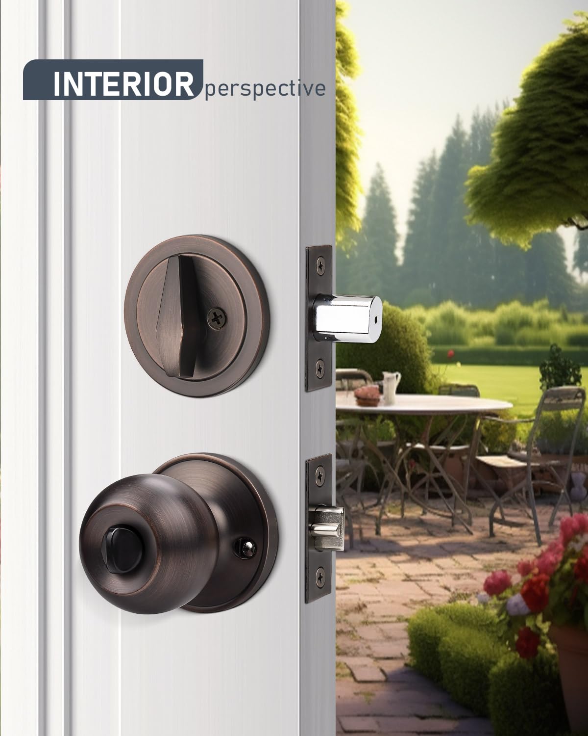 6 Pack Entry Door Locksets with Single Cylinder Deadbolt, Oil Rubbed Bronze Exterior Door Lock Set with Same Key, Front Roound Door Knob and Deadbolt Set
