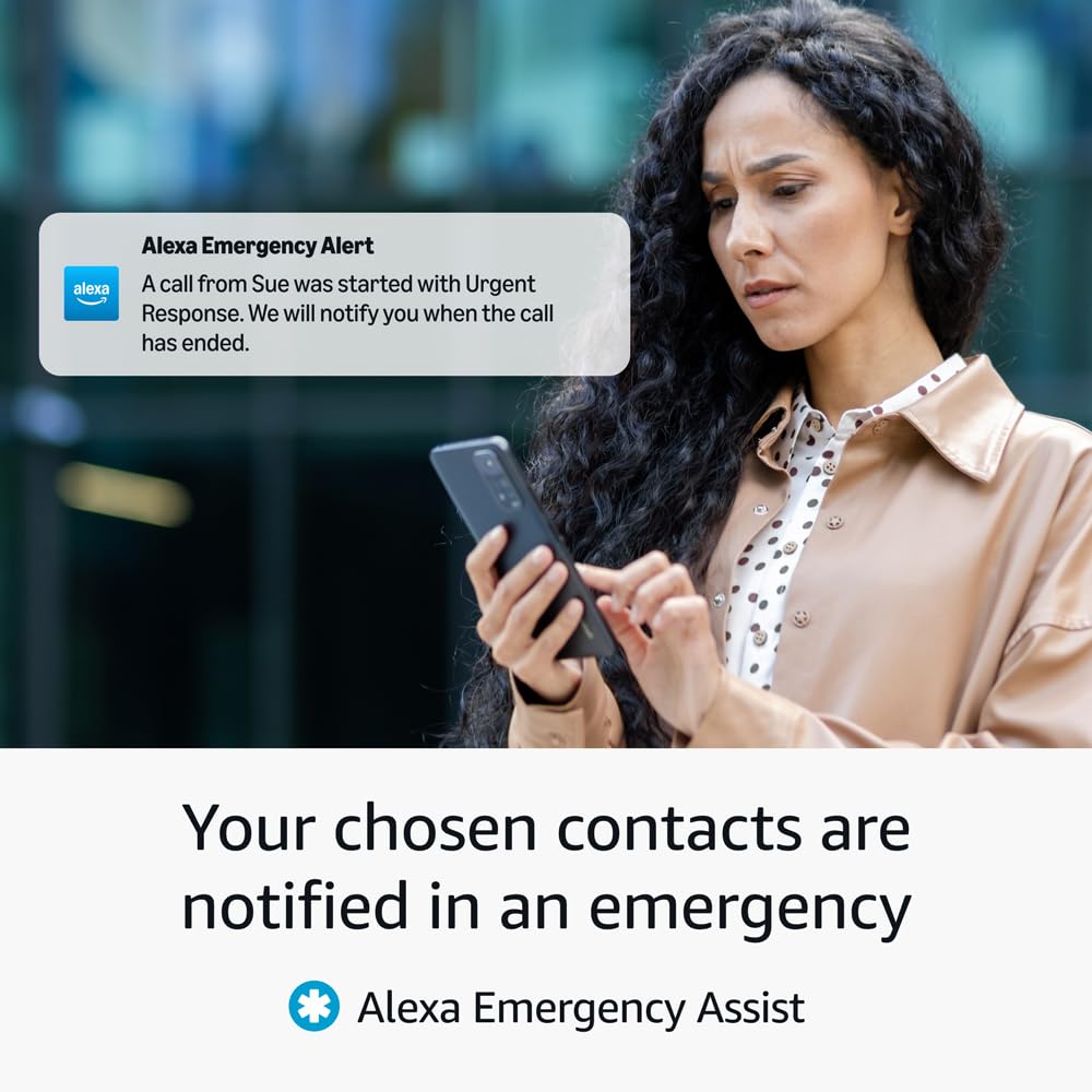 Echo Spot (newest model), Ocean Blue, bundle with Alexa Emergency Assist (annual auto-renewal subscription)
