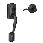 SCHLAGE Camelot Entry Handleset, Right Hand Accent Lever, Matte Black