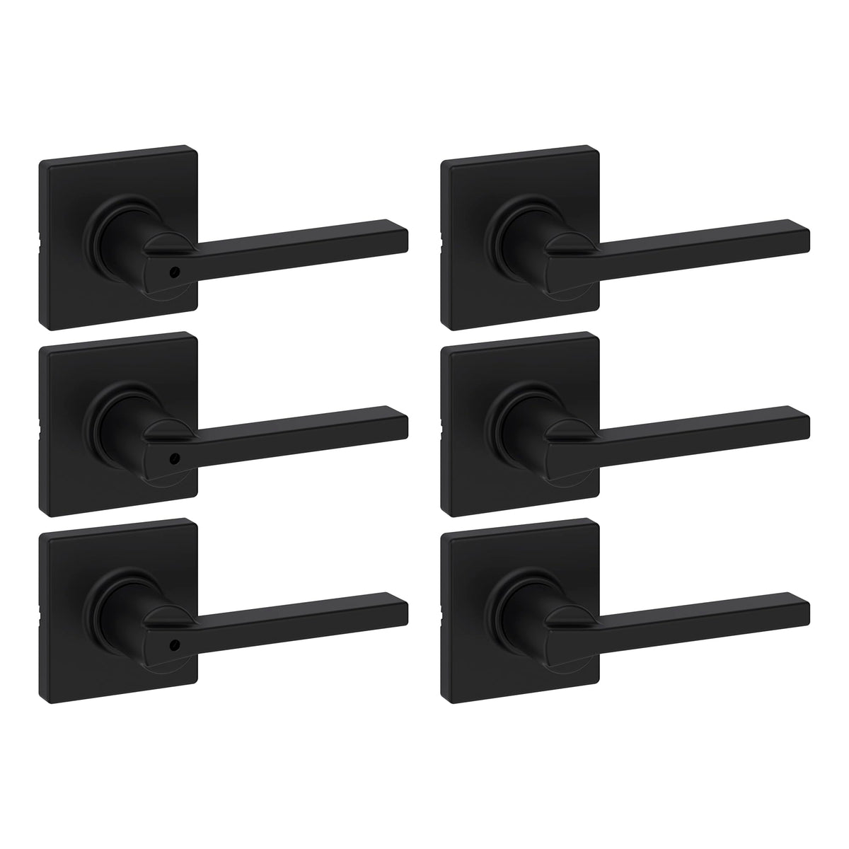Kwikset Casey Entry Door Handle with Lock and Key, Secure Keyed Reversible Lever Exterior, for Front Entrance and Bedrooms, Matte Black, 4 Pack, Pick Resistant SmartKey Rekey Security and Microban