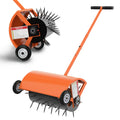 24 Inch Rolling Lawn Aerator, Heavy Duty Manual Aerator Tool, Up to 70 lbs, Push Spike Aeration Tool with 42 Spikes, Suitable for Lawns, Garden, and Yard Grass Aeration [Green]