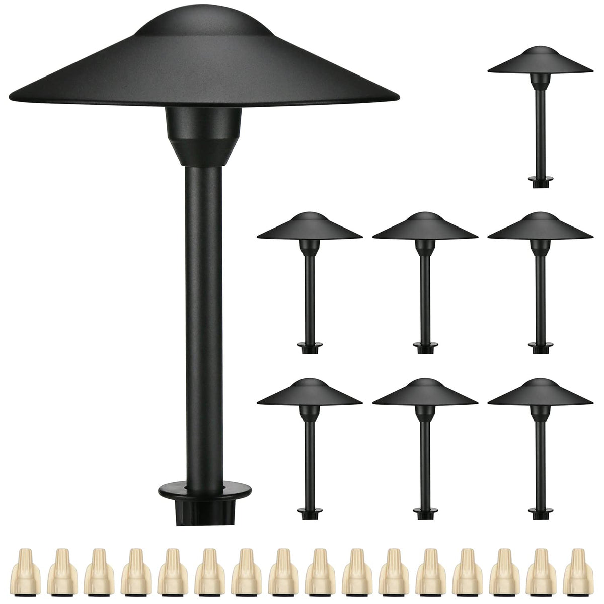 Lumina Lighting® 3W Landscape Lighting 12V Landscape Lights Low Voltage Landscape Path Lights Warm White Waterproof Outdoor Replaceable G4 LED Bulb for Garden Pathway Lawn Yard (Black, 8-Pack)