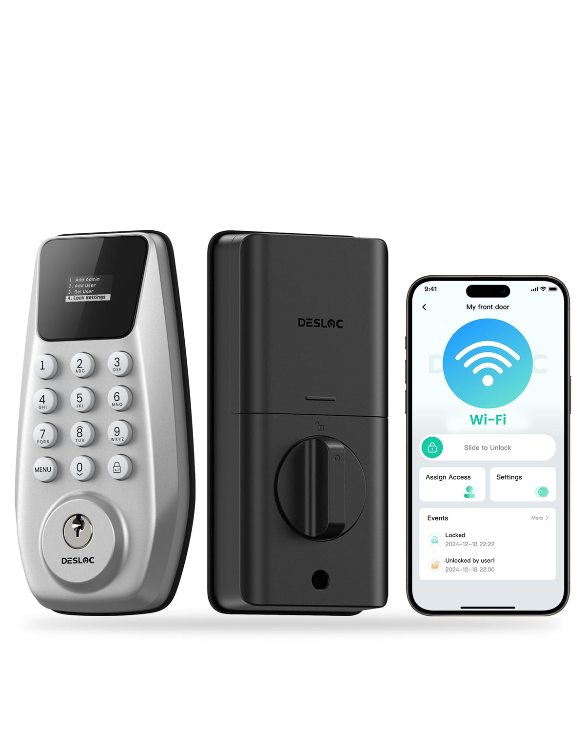 DESLOC Fingerprint WiFi Smart Lock, K120 Keypad Deadbolt Up to 16 Months
