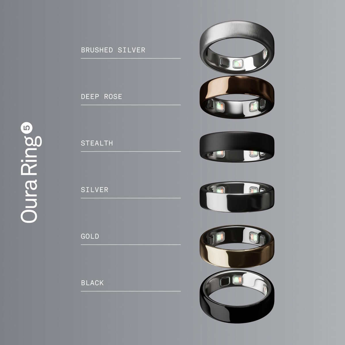 Oura Ring 5 Smart Ring - Silver - Size 10 - Fitness & Sleep Tracker