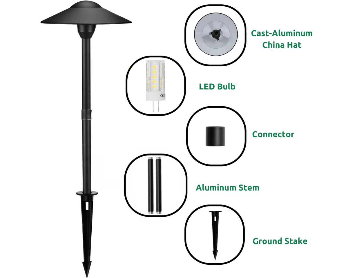 Lumina Lighting® 3W Landscape Lighting 12V Landscape Lights Low Voltage Landscape Path Lights Warm White Waterproof Outdoor Replaceable G4 LED Bulb for Garden Pathway Lawn Yard (Black, 8-Pack)