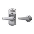 Schlage Electronic Keypad Lock, Lever Handle, Camelot Trim, Satin Chrome
