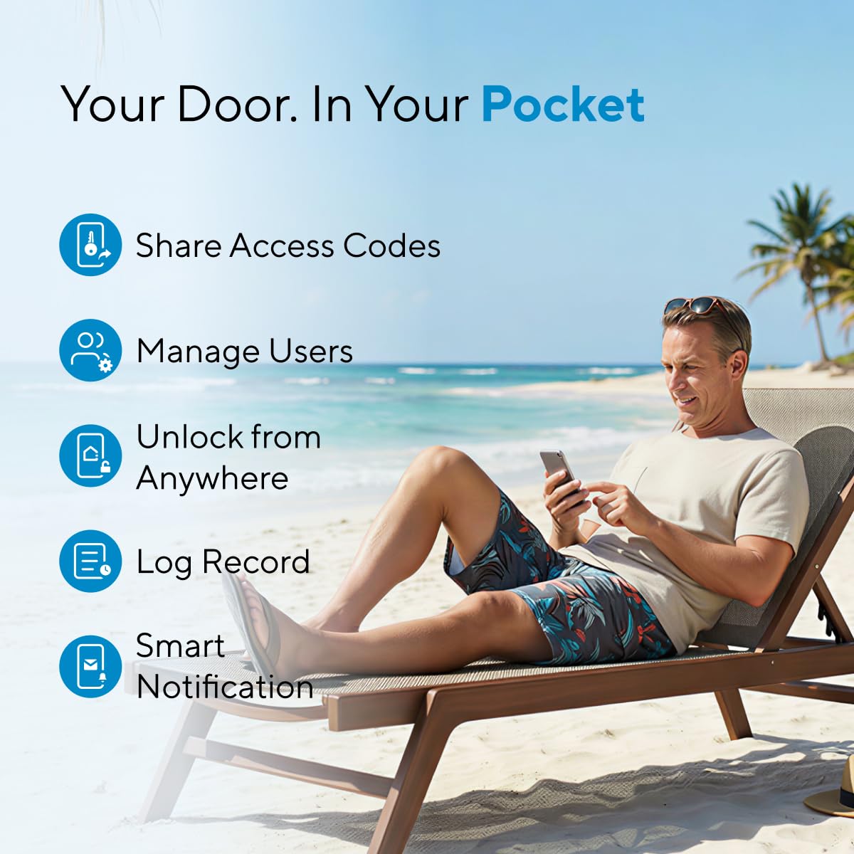 ULTRALOQ U-Bolt Pro WiFi Fingerprint Smart Lock with Handle, Remote Access