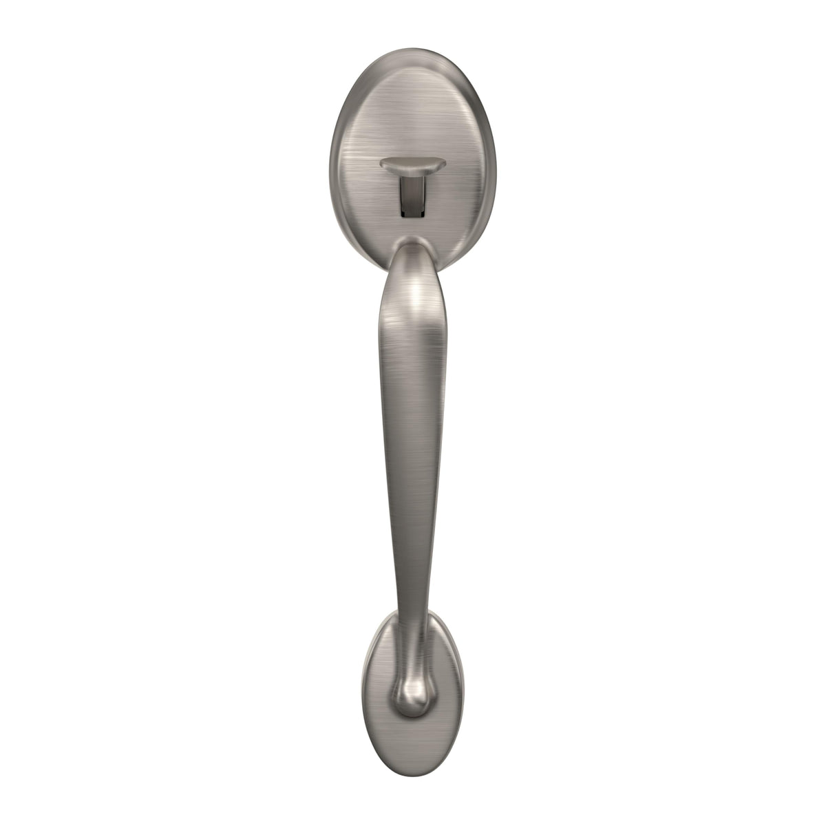 SCHLAGE Plymouth Entry Handleset, Left Hand Flair Lever, Satin Nickel