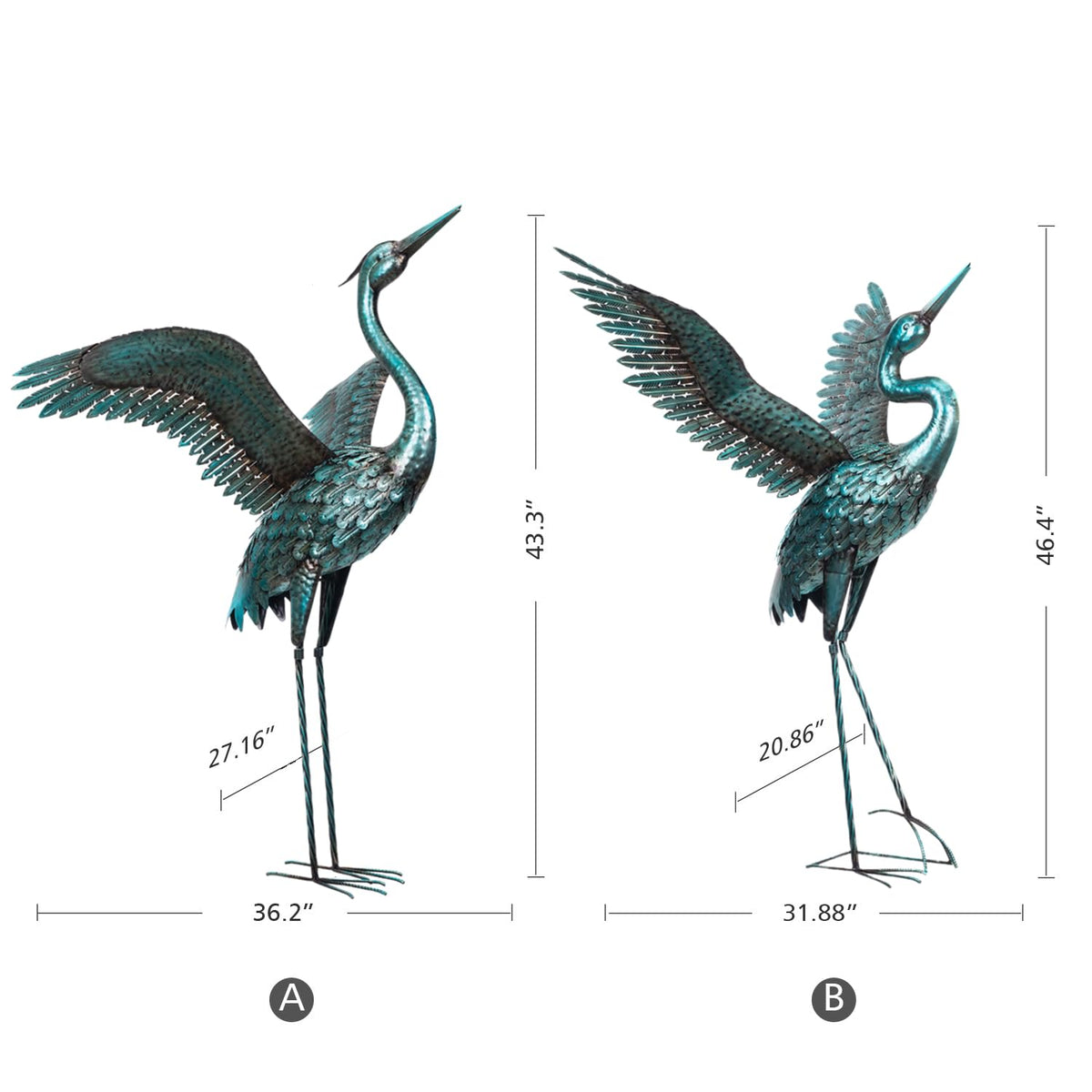 Garden Crane Statue Outdoor Large Metal Heron Yard Art Sculpture,46 inch