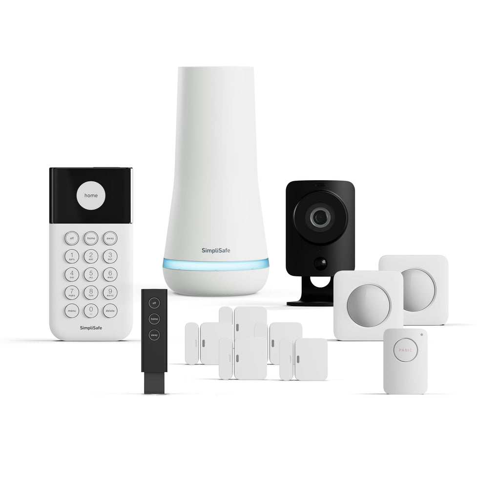 SimpliSafe 12 Piece Wireless Home Security System w/HD Camera - Optional 24/7 Professional Monitoring - No Contract - Compatible with Alexa and Google Assistant, White